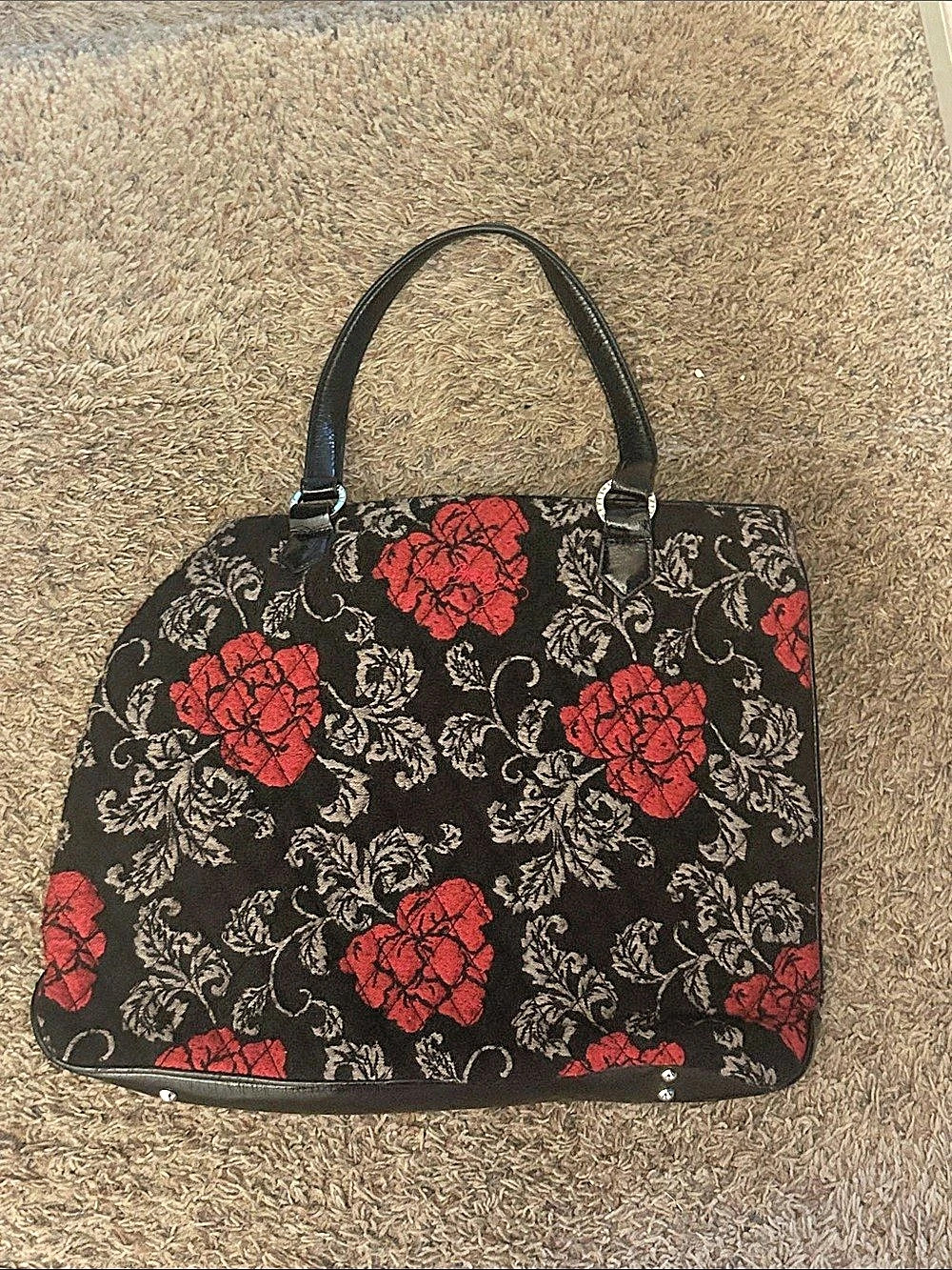 Vera Bradley Floral Tote in Black & Red